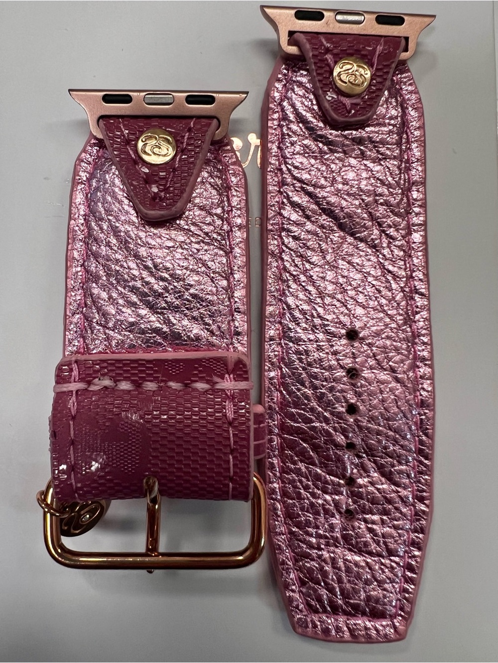 Spark*l band Pink Orchid Gucci Imprime  Watch Strap with Clear Crystal Accent - Picture 6 of 6